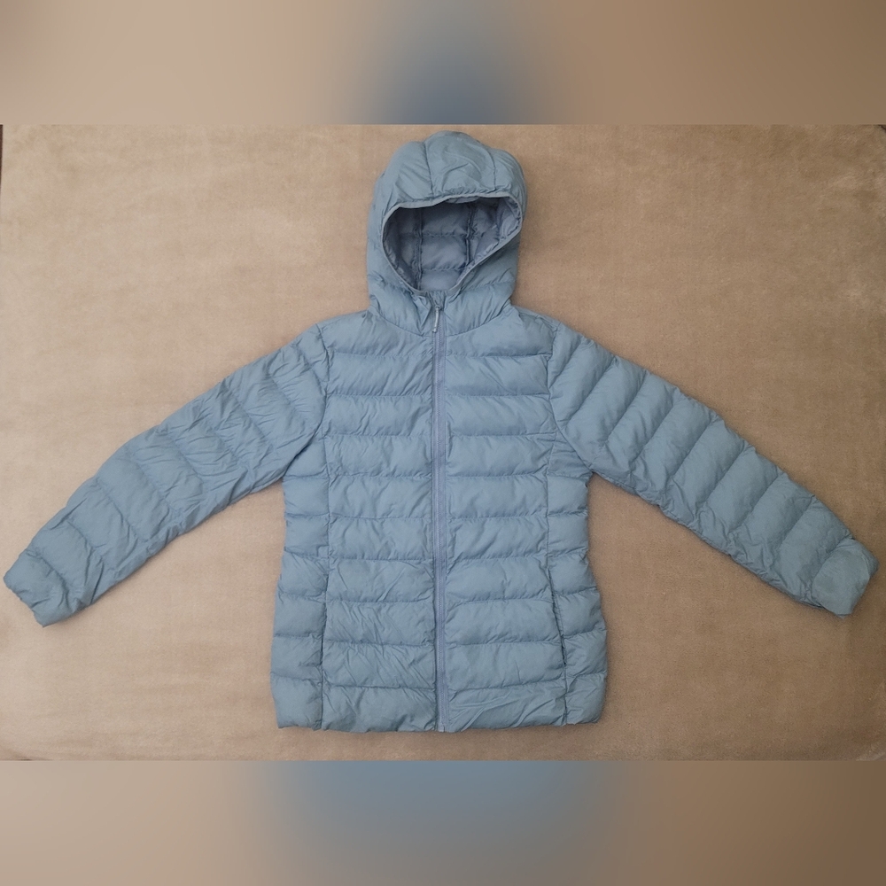 Uniqlo Kid Blue Puffer Jacket with Hood Size 13